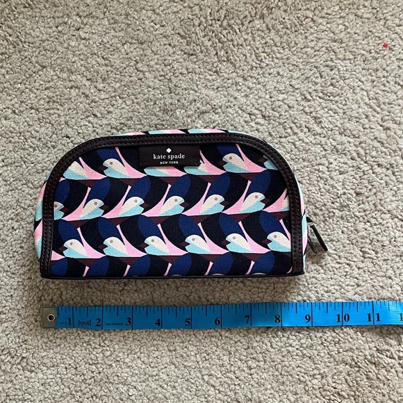 Kate Spade *Geo Bird* Dome Canvas Travel Case | Makeup Bag | Pen Pouch | EUC - Picture 2 of 10